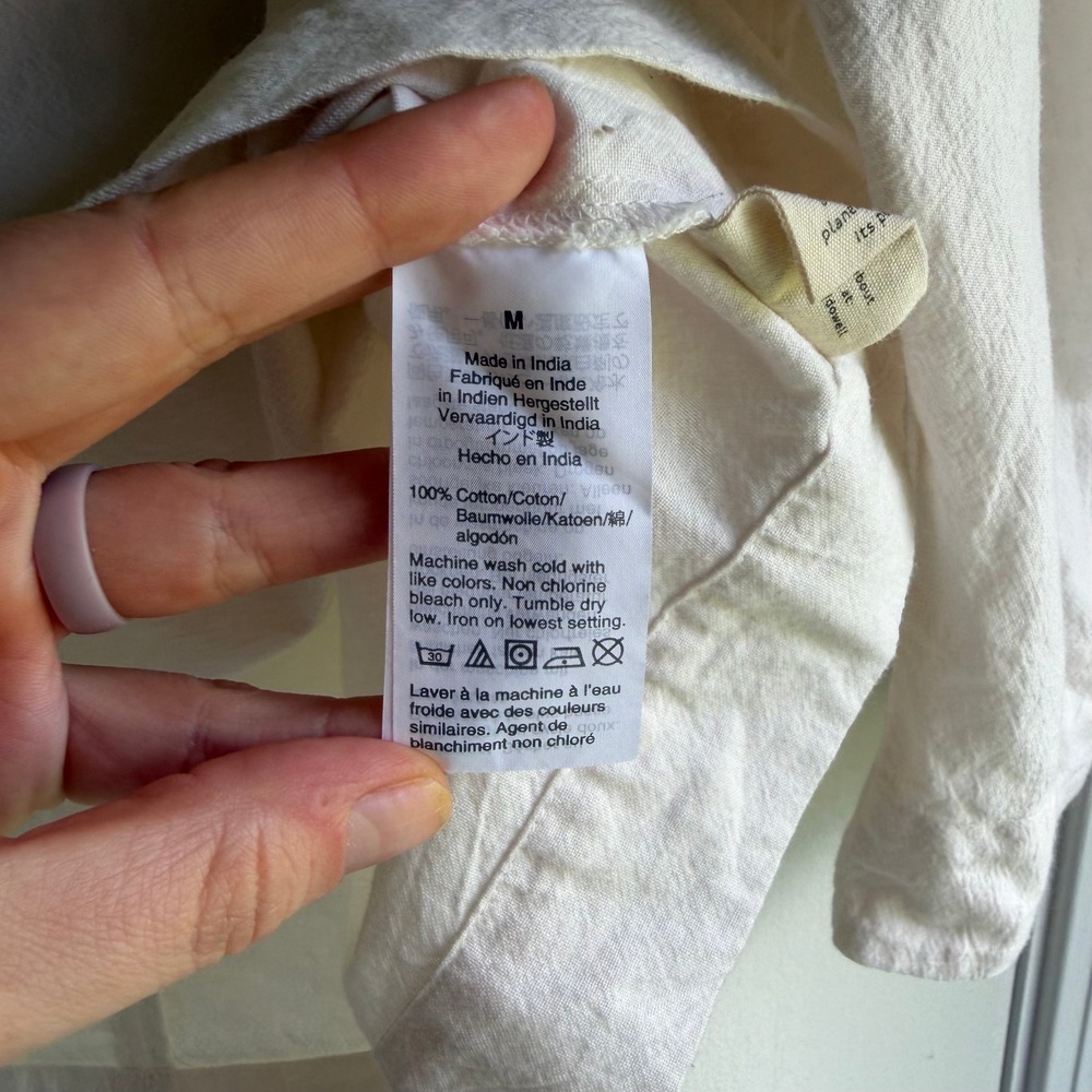 Madewell Cream Cotton Puff Sleeve Blouse Off White 3/4 Balloon Sleeve Top M - Picture 5 of 9